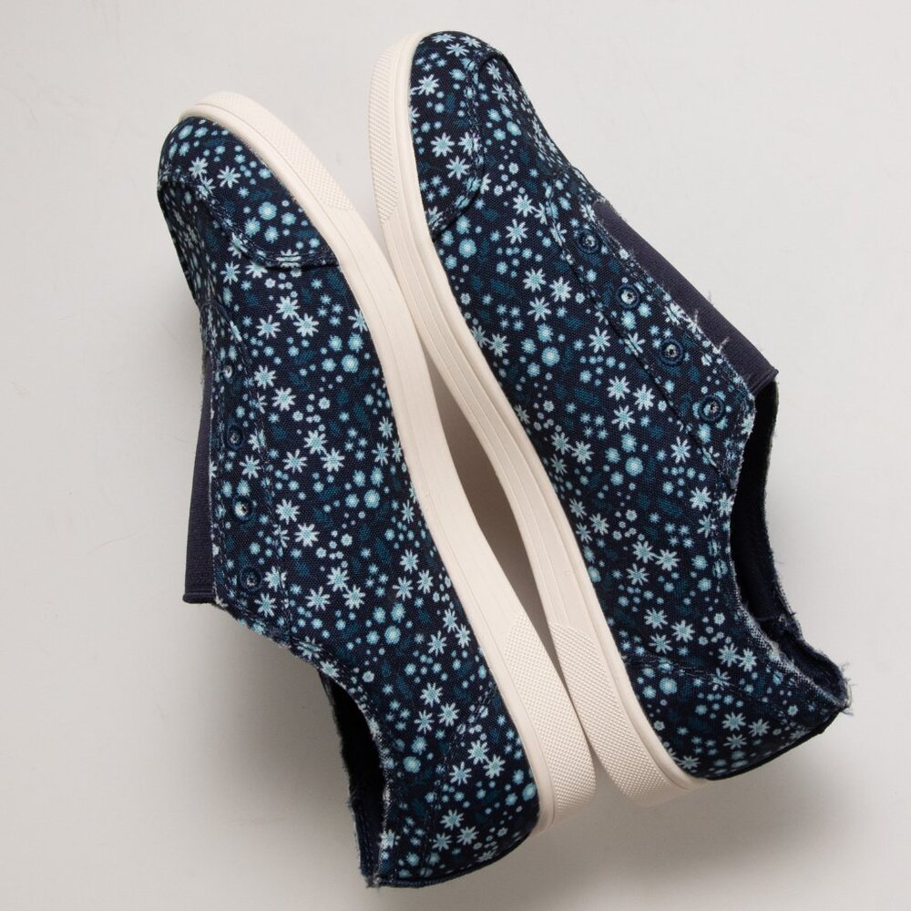 Spenco Santa Maria Sneake Canvas Floral Print Slip-On Shoes Navy Blue Size 7.5 - Picture 4 of 7